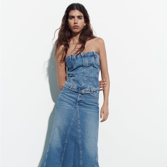 Zara Corset Style Denim Top - Picture 11 of 17